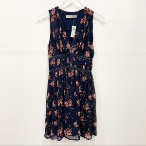 Abercrombie & Fitch V-Neck Pleated Floral Sleeveless Dress XS Tall New